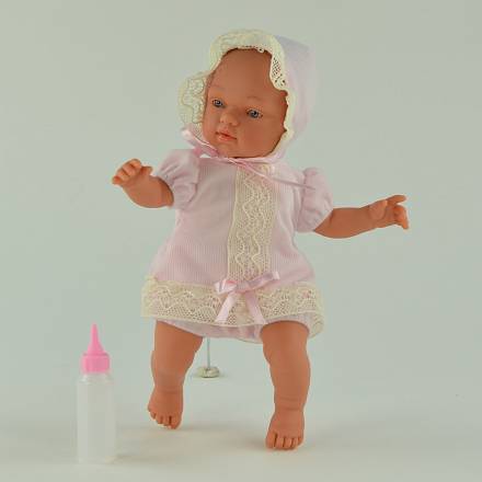Кукла Гугу в розовом костюмчике с бутылочкой, 27 см 